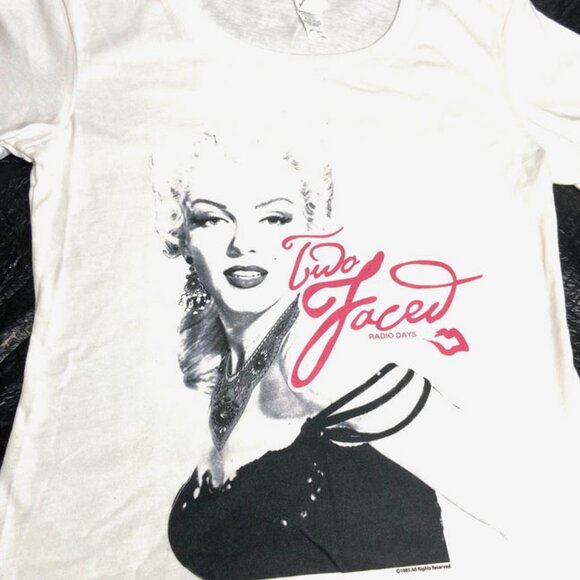 Marilyn Monroe Ladies "Two Faced" 1985 Design White NOS T-Shirt - Picture 1 of 5